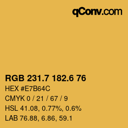 カラーコード: RGB 231.7 182.6 76 | qconv.com