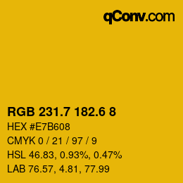 カラーコード: RGB 231.7 182.6 8 | qconv.com