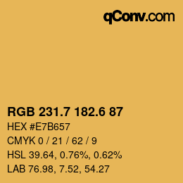 カラーコード: RGB 231.7 182.6 87 | qconv.com