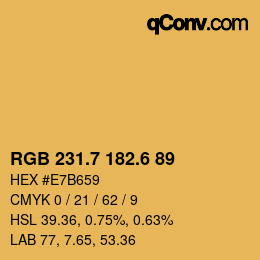 カラーコード: RGB 231.7 182.6 89 | qconv.com