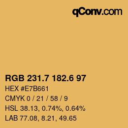 カラーコード: RGB 231.7 182.6 97 | qconv.com