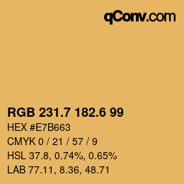 カラーコード: RGB 231.7 182.6 99 | qconv.com