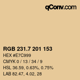 カラーコード: RGB 231.7 201 153 | qconv.com