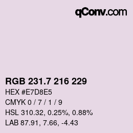 カラーコード: RGB 231.7 216 229 | qconv.com
