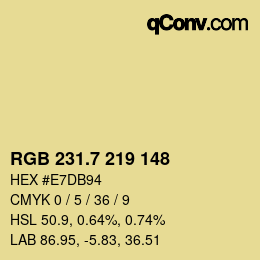 カラーコード: RGB 231.7 219 148 | qconv.com