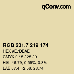 カラーコード: RGB 231.7 219 174 | qconv.com