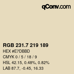 カラーコード: RGB 231.7 219 189 | qconv.com