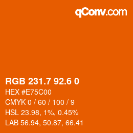 カラーコード: RGB 231.7 92.6 0 | qconv.com