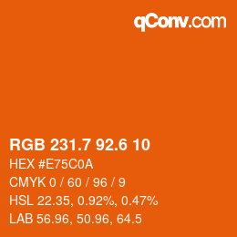 カラーコード: RGB 231.7 92.6 10 | qconv.com