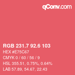 カラーコード: RGB 231.7 92.6 103 | qconv.com