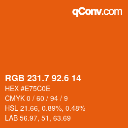 カラーコード: RGB 231.7 92.6 14 | qconv.com