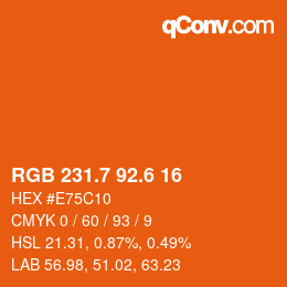 カラーコード: RGB 231.7 92.6 16 | qconv.com