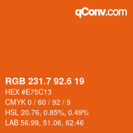 カラーコード: RGB 231.7 92.6 19 | qconv.com
