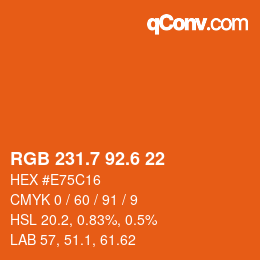カラーコード: RGB 231.7 92.6 22 | qconv.com