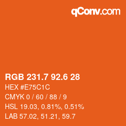 カラーコード: RGB 231.7 92.6 28 | qconv.com