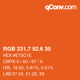 カラーコード: RGB 231.7 92.6 30 | qconv.com