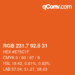 カラーコード: RGB 231.7 92.6 31 | qconv.com