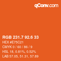 カラーコード: RGB 231.7 92.6 33 | qconv.com