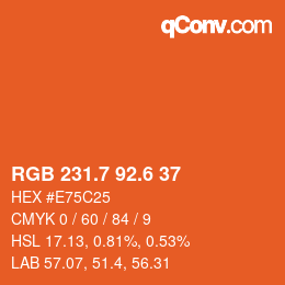 カラーコード: RGB 231.7 92.6 37 | qconv.com