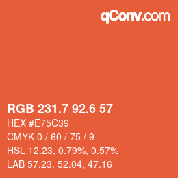 カラーコード: RGB 231.7 92.6 57 | qconv.com