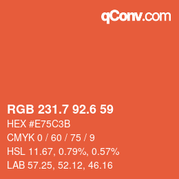 カラーコード: RGB 231.7 92.6 59 | qconv.com