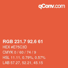 カラーコード: RGB 231.7 92.6 61 | qconv.com
