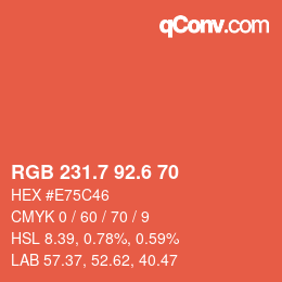 カラーコード: RGB 231.7 92.6 70 | qconv.com
