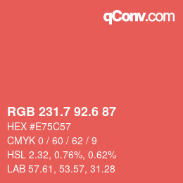 カラーコード: RGB 231.7 92.6 87 | qconv.com