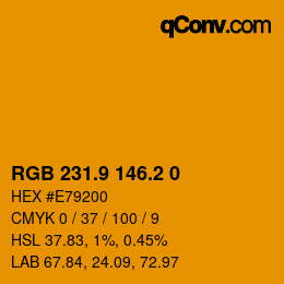 カラーコード: RGB 231.9 146.2 0 | qconv.com