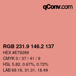 カラーコード: RGB 231.9 146.2 137 | qconv.com