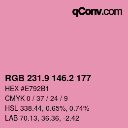 Color code: RGB 231.9 146.2 177 | qconv.com