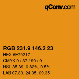 カラーコード: RGB 231.9 146.2 23 | qconv.com