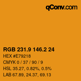 カラーコード: RGB 231.9 146.2 24 | qconv.com