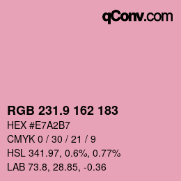 カラーコード: RGB 231.9 162 183 | qconv.com
