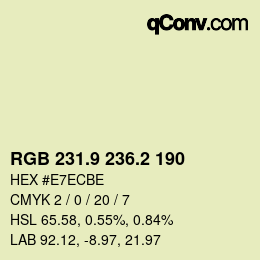 Color code: RGB 231.9 236.2 190 | qconv.com