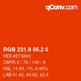 カラーコード: RGB 231.9 56.2 0 | qconv.com