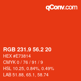 カラーコード: RGB 231.9 56.2 20 | qconv.com
