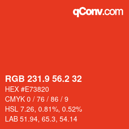 カラーコード: RGB 231.9 56.2 32 | qconv.com