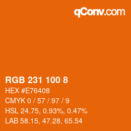 カラーコード: RGB 231 100 8 | qconv.com