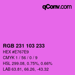 Color code: RGB 231 103 233 | qconv.com