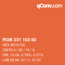颜色代码: RGB 231 103 60 | qconv.com
