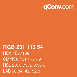 Color code: RGB 231 113 54 | qconv.com