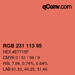 カラーコード: RGB 231 113 95 | qconv.com