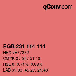 Color code: RGB 231 114 114 | qconv.com