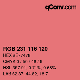 カラーコード: RGB 231 116 120 | qconv.com