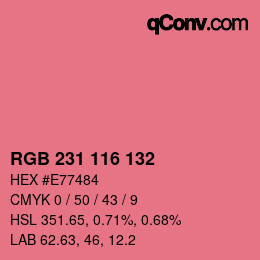 Color code: RGB 231 116 132 | qconv.com