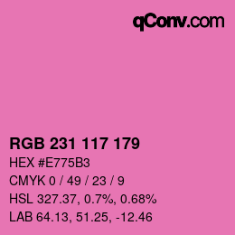 颜色代码: RGB 231 117 179 | qconv.com