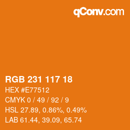 Color code: RGB 231 117 18 | qconv.com