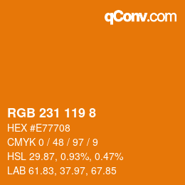 カラーコード: RGB 231 119 8 | qconv.com