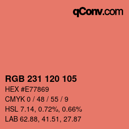 カラーコード: RGB 231 120 105 | qconv.com